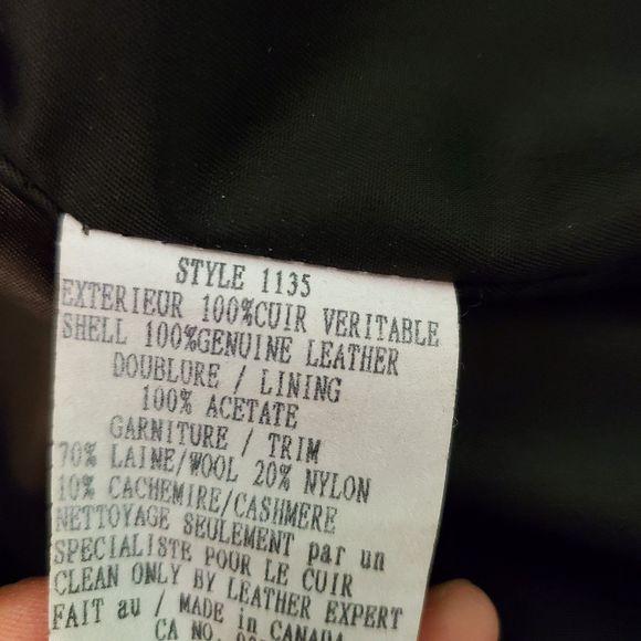 Jane Adams Riviera Styles Vintage Black Leather Wool Cashmere Coat Jacket Sz L - Picture 8 of 9